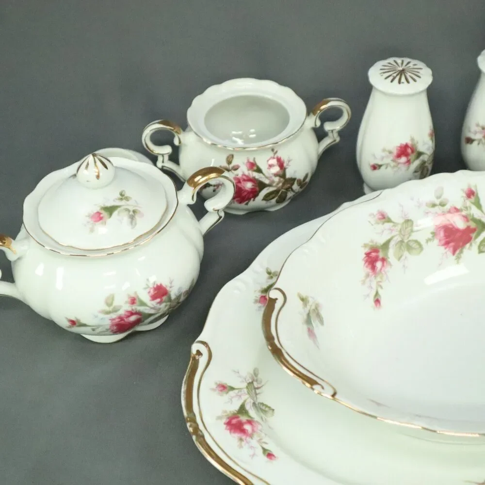 9 Pieces Serving Set Ucagco China Set Platter, Bowl S/P Shakers, Creamer, Sugar